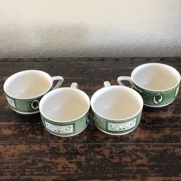 1950s Vintage Colonial Homestead Tea Cups, Green - Picture 1 of 5